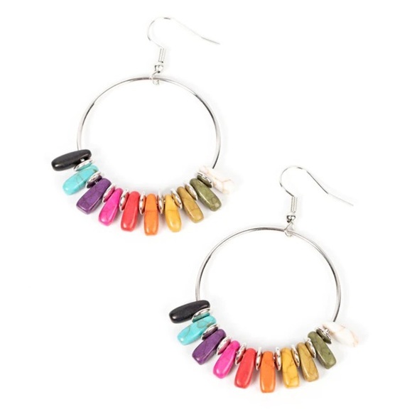 Bright Rainbow Stone Earrings - Picture 1 of 2